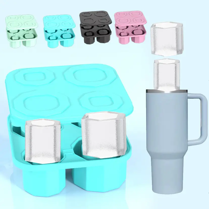 Molde de 4 cubos de gelo redondo oco, para refrescar uísque, coquetéis, bebidas, café, máquina de fazer gelo fácil de preencher e liberar