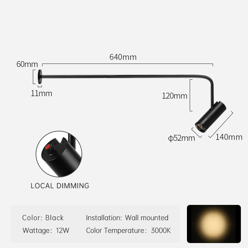 Black-12W-3000K-Surface-Local dimming