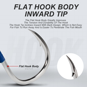 TEASER HK035 1/0 2/0 3/0 4/0 5/0 7/0 Assist Fishing <strong>Hook</strong> Metal Jig <strong>Hooks</strong> High Carbon Steel <strong>Hook</strong> With Silk Fishing Accessories - Product Image 3