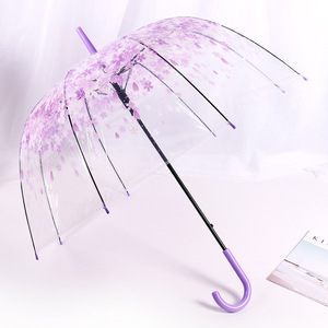 ロマンチックな花柄透明傘ロングハンドル付き文学学生ギフト雨の日ストレートロッドアーチ型デザイン - Product Image 3