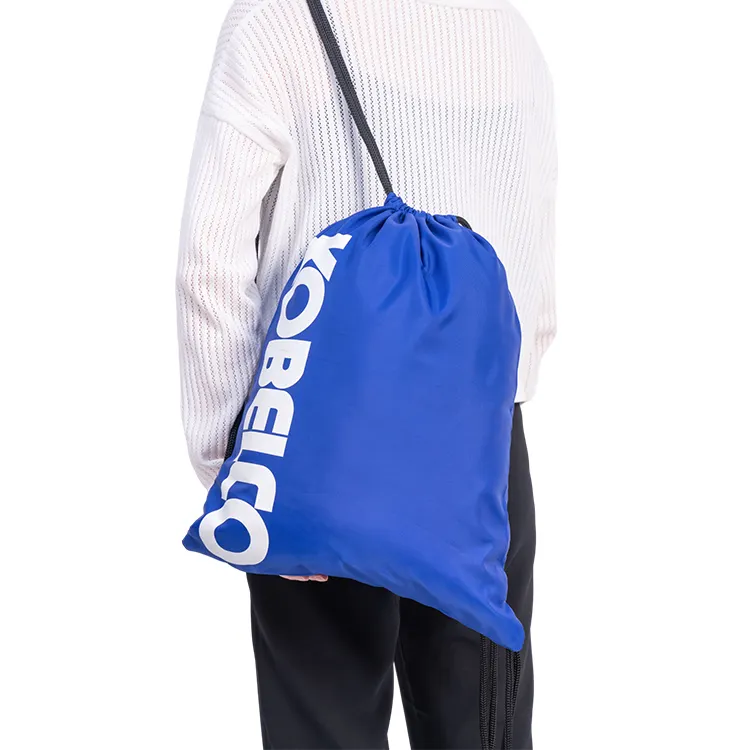 Özel Logo 900d naylon su geçirmez spor salonu Logo ile ipli çanta Polyester spor depolama eğitimi büzmeli sırt çantası