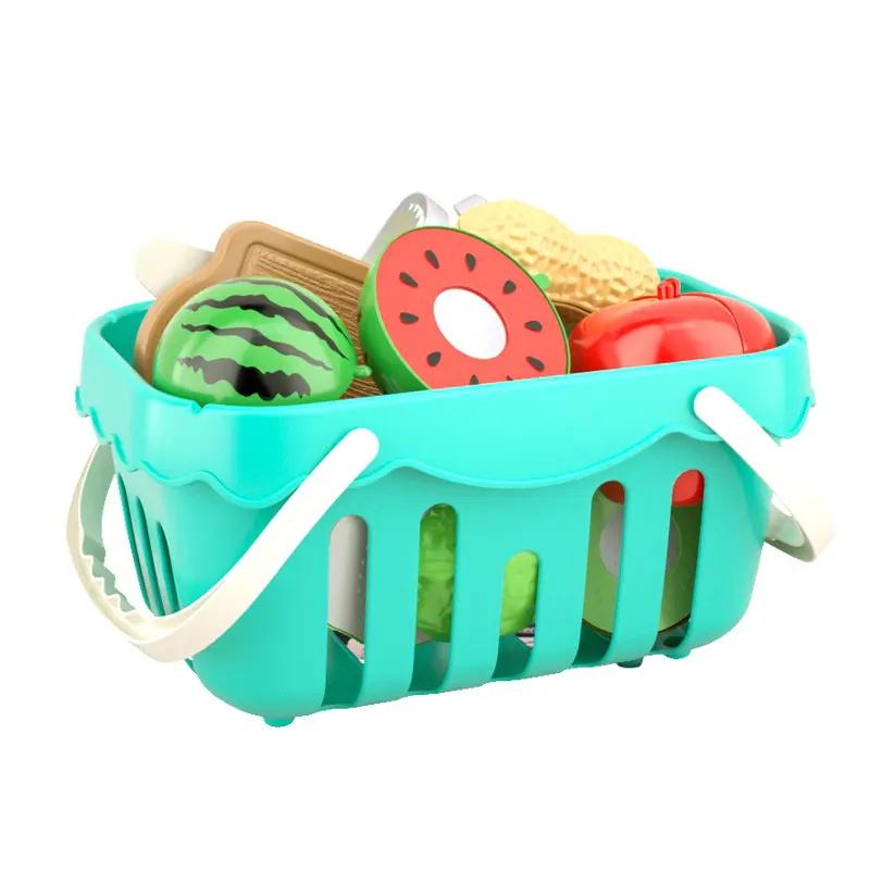 16pcs Kinder Plastik Küchen spielzeug Set Schneiden Obst Gemüse Spielzeug Set Mit Korb