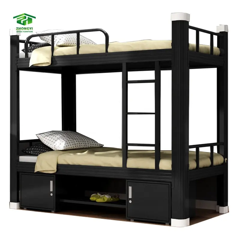 Cheap Modern Home Furniture Metal Double Bunk Bed With Cabinet