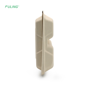 FULING 8 inç 9 inç 3 bölme kapaklı Bagasse gıda kapları tek kullanımlık şeker kamışı gitmek için konteyner biyobozunur - Product Image 3