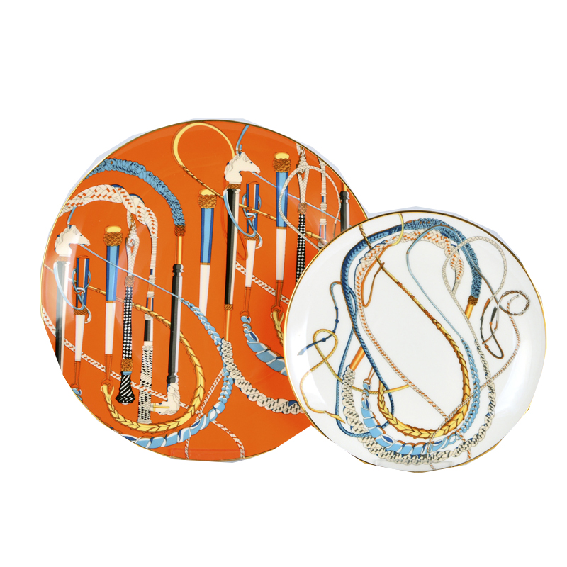 Assiette peu profonde en porcelaine Bone, 2 pièces (10,5 pouces + 8 pouces)