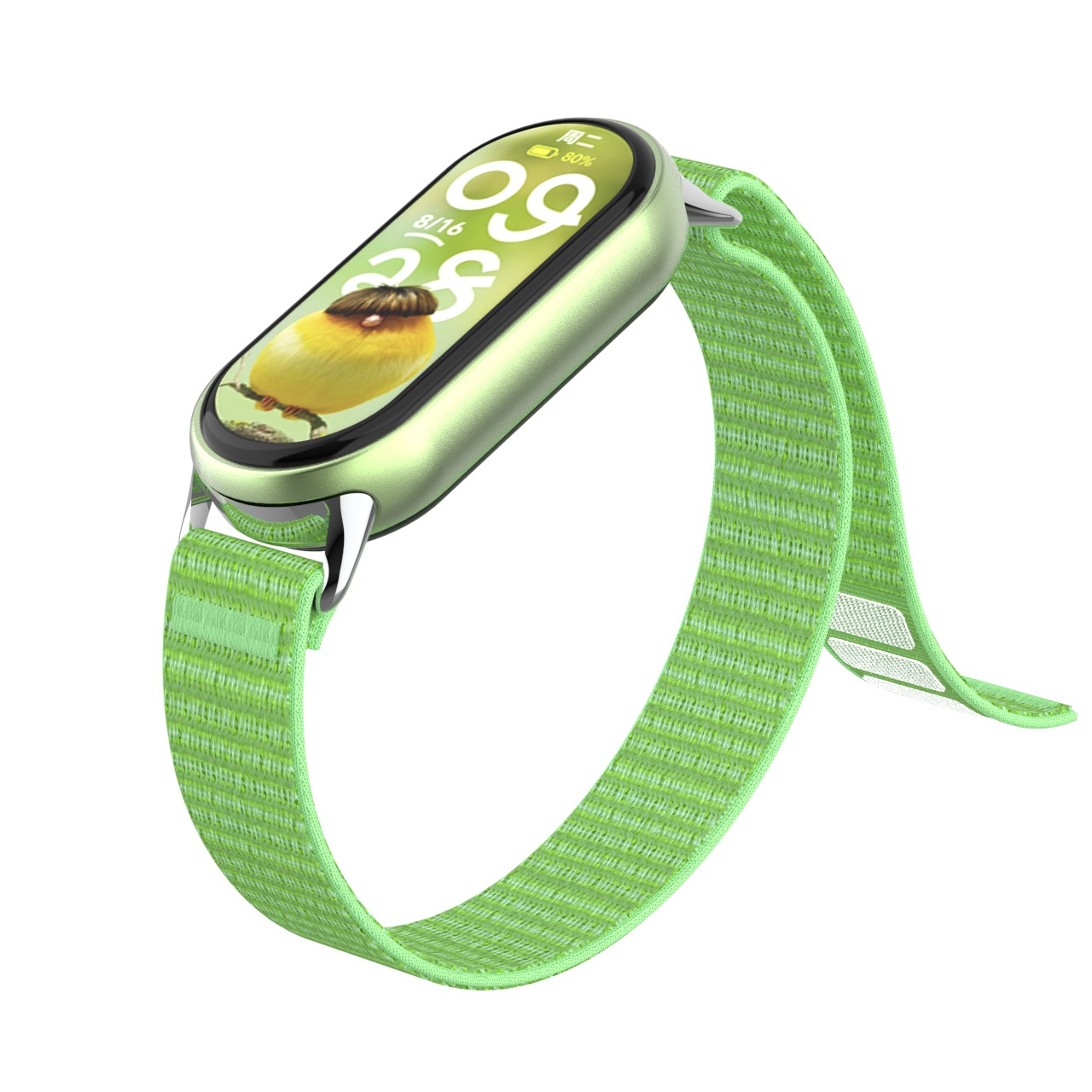 bracelet de montre vert + connecteur argenté