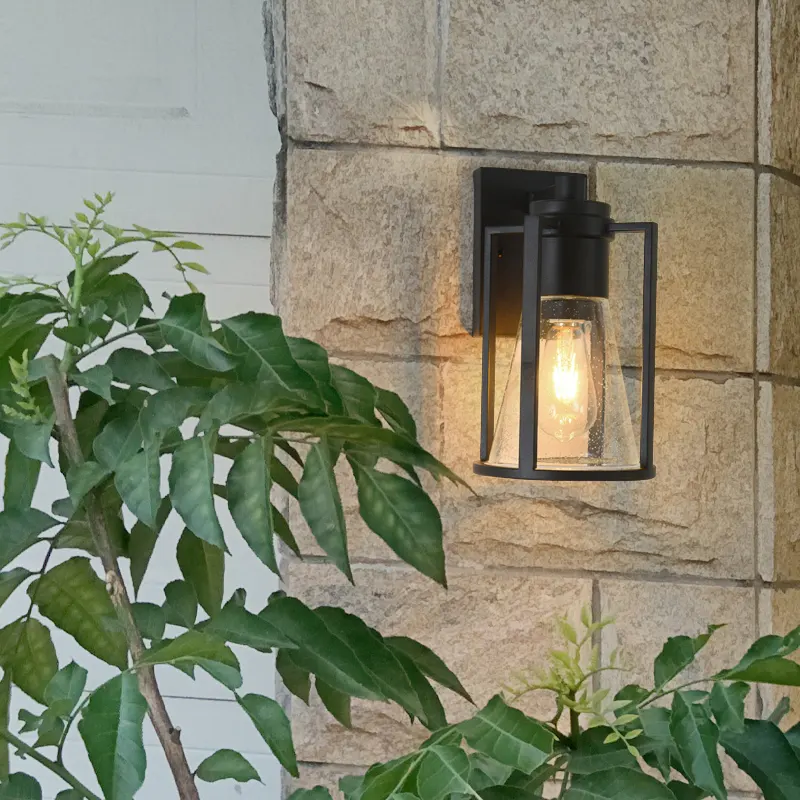 Lampu dinding luar ruangan antik, lampu taman luar ruangan naungan kaca tahan air pencahayaan luar ruangan lampu dinding balkon modern untuk pintu