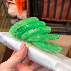 Yeşil yeşim bilezik gerçek Myanmar kadınlar doğal yeşim bilezik bileklik Charm bilezik yetişkin 54 ~ 60mm - Product Image 5