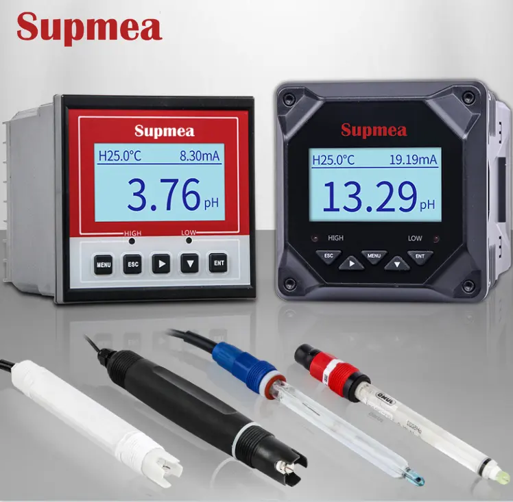 Tratamiento de superficies de metal electrodo de ph sensor industrial en línea medidor de ph supmea ph sensor