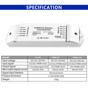 LED PWM調光信号変換器DC12V 24V16A入力定電流および電圧PWM出力PWM0-10Vアナログ信号/PWM5V/PWM10V - Product Image 4