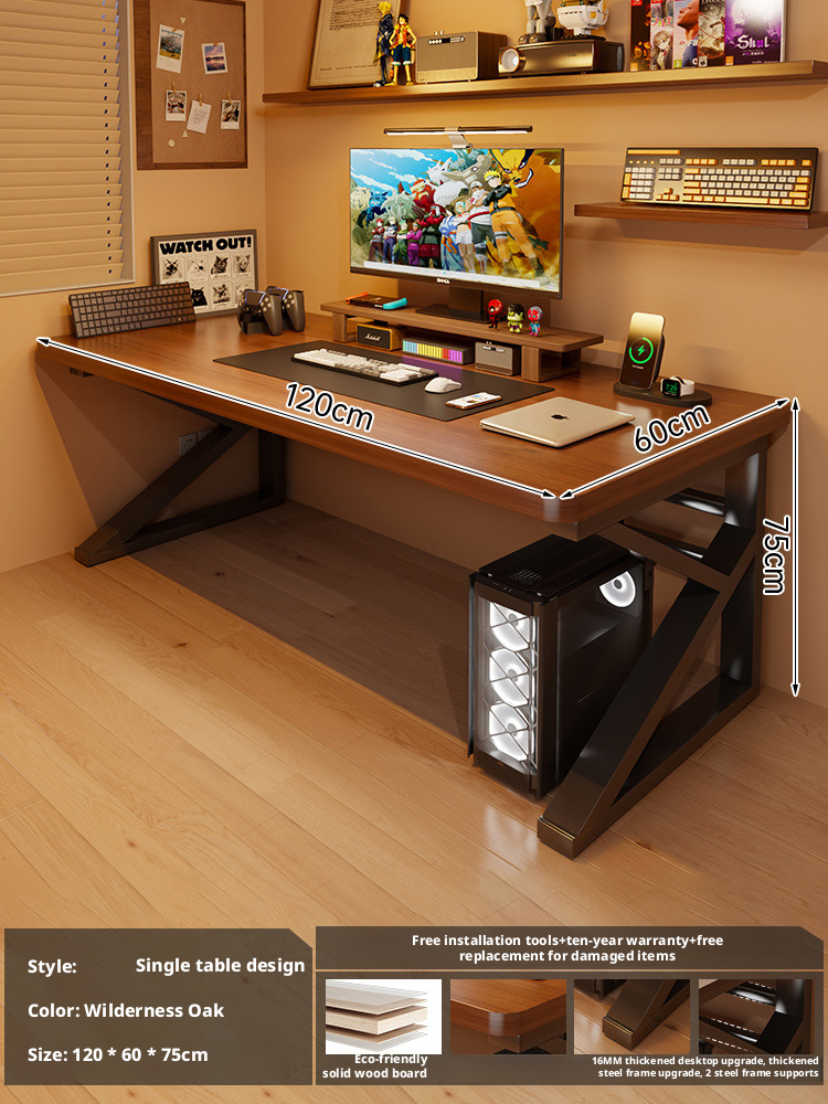 Piano scrivania in legno massello ecologico, spessore 16 mm - Rovere da campo, dimensioni 100*60*75 cm.