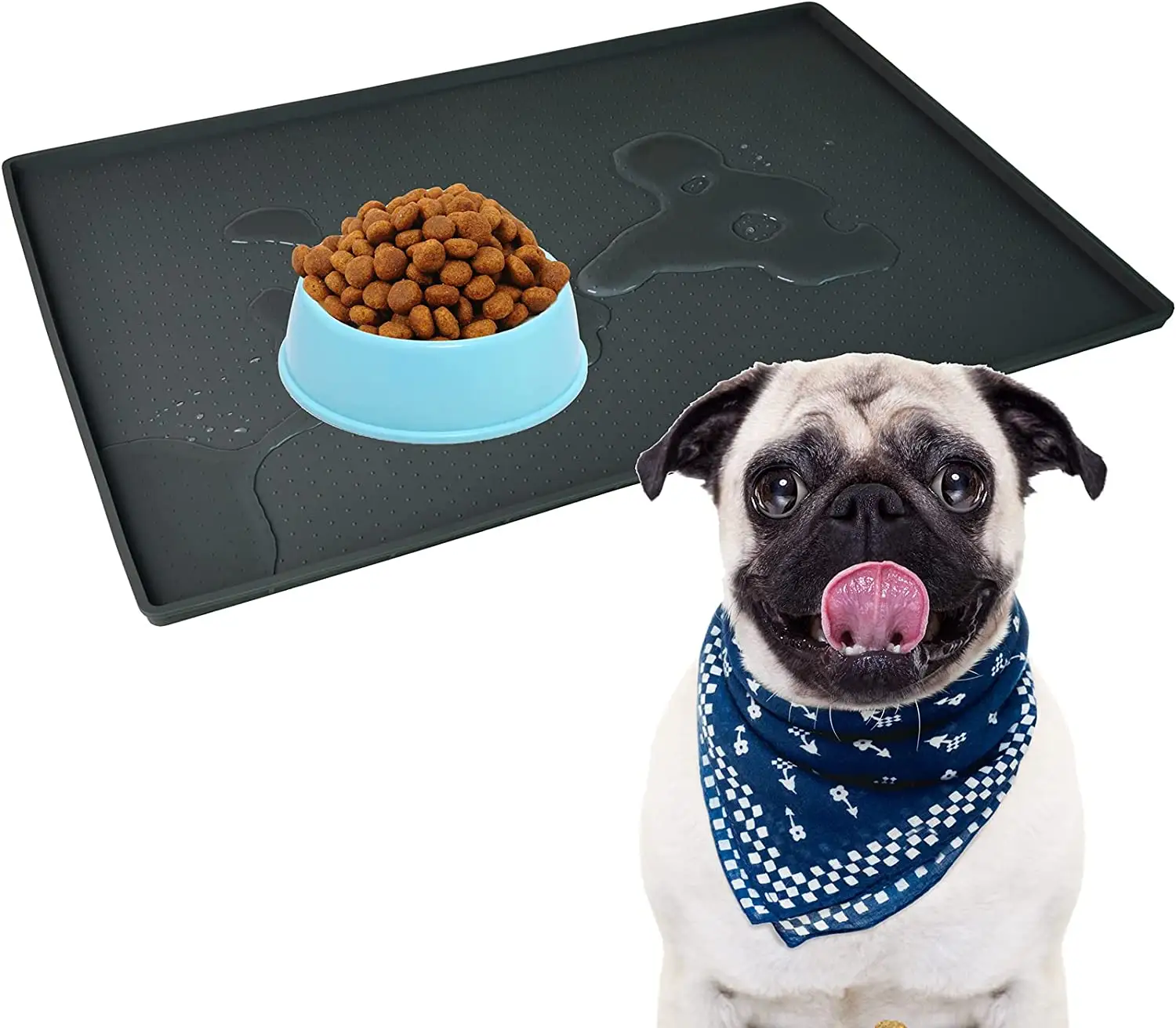 Tappetino impermeabile per ciotola per cani tappetino per cibo per cani cibo per animali domestici con bordi tappetini antiscivolo per l'alimentazione del cane