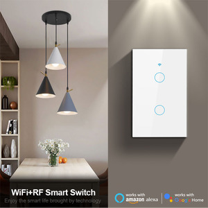 定制WiFi智能开关钢化玻璃面板灯2组美国标准现代墙壁触摸开关 - Product Image 6