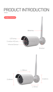 1080p IP66 impermeabile Bullet CCTV sistema Wireless 4 canali NVR kit con rilevamento del movimento per la casa telecamera esterna di sicurezza - Product Image 3