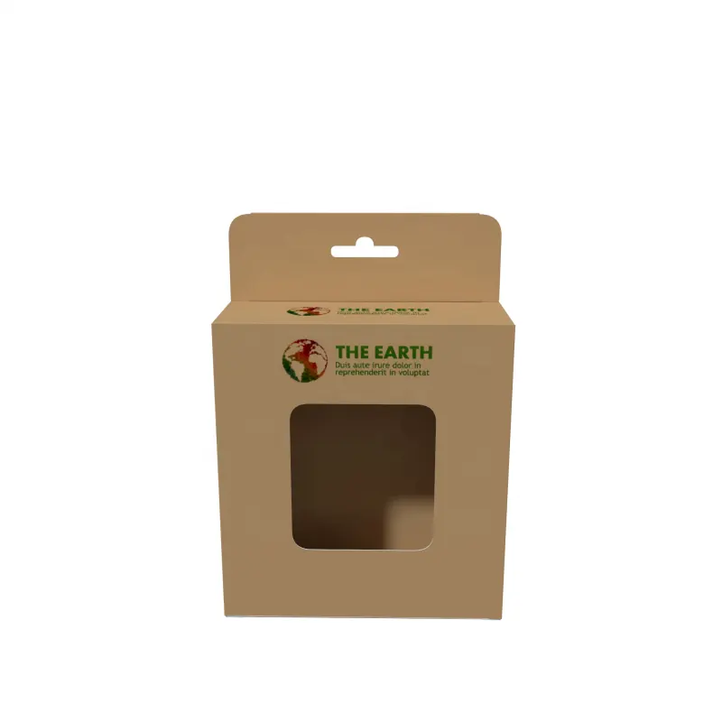 Caja de productos electrónicos de papel Kraft de diseño personalizado con agujero para colgar caja de regalo de cartón corrugado embalaje de auriculares/auriculares
