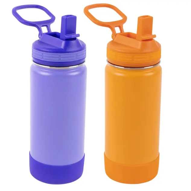 Bpa-free 400ml Kids Cute Clear Plastic Water Bottle for Drinking Silicone Straw Flip Top Custom Color Logo
