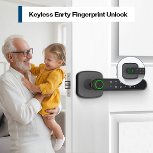 מנעול דלת חכם מנעול טביעת אצבע דיגיטלית ללא מנעול חכם דיגיטלי מנעול שחור עם ידית ידית סמא - Product Image 4