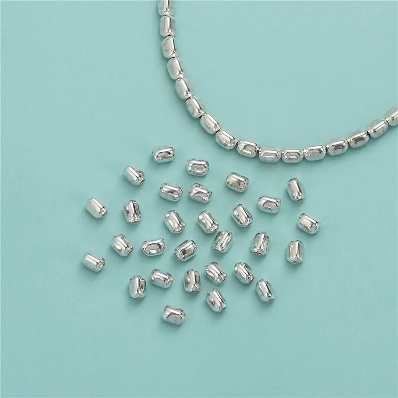 S925 in argento Sterling triangolare perline sciolte lucide fai da te con corda fai da te Dolioform braccialetto di perline per gioielleria fornitore