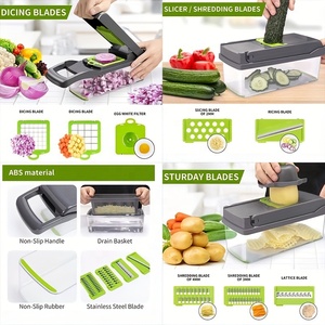 Wholesale Multipurpose 15 In1 <strong>Dual</strong> Use Stainless Steel Vegetable Cutlery <strong>Cutter</strong> Dicing <strong>Cutter</strong> Kitchen Tool Slicers Chopper - Product Image 6