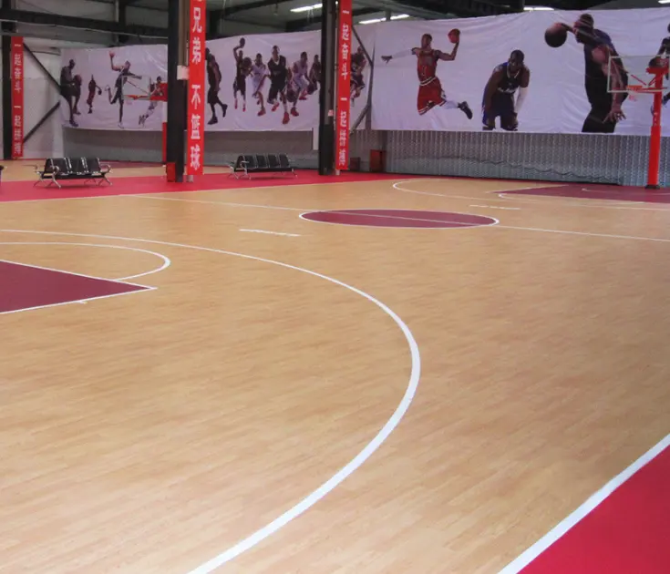 ספורט רצפת יצרן ויניל רצפת עץ מקורה כדורסל משפט
