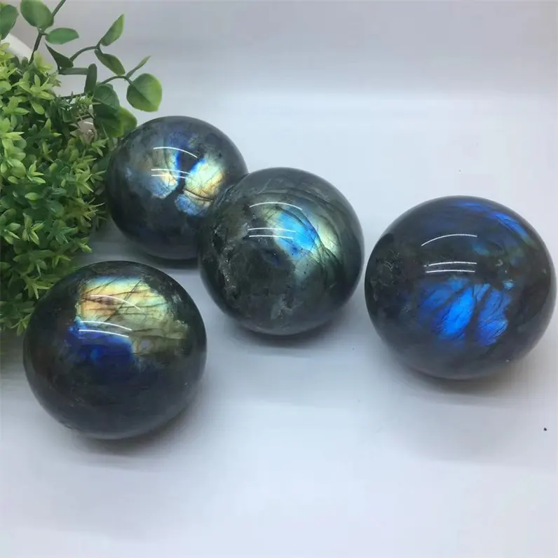 Venta al por mayor de alta calidad de la labradorita natural piedras de cristal de cuarzo esfera de la bola Decoración