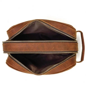 Bearky mới cao cấp nhãn trang điểm tổ chức Túi dopp Kit cạo chính hãng Da thực tế Mens da du lịch đẹp vệ sinh cá nhân Túi - Product Image 6