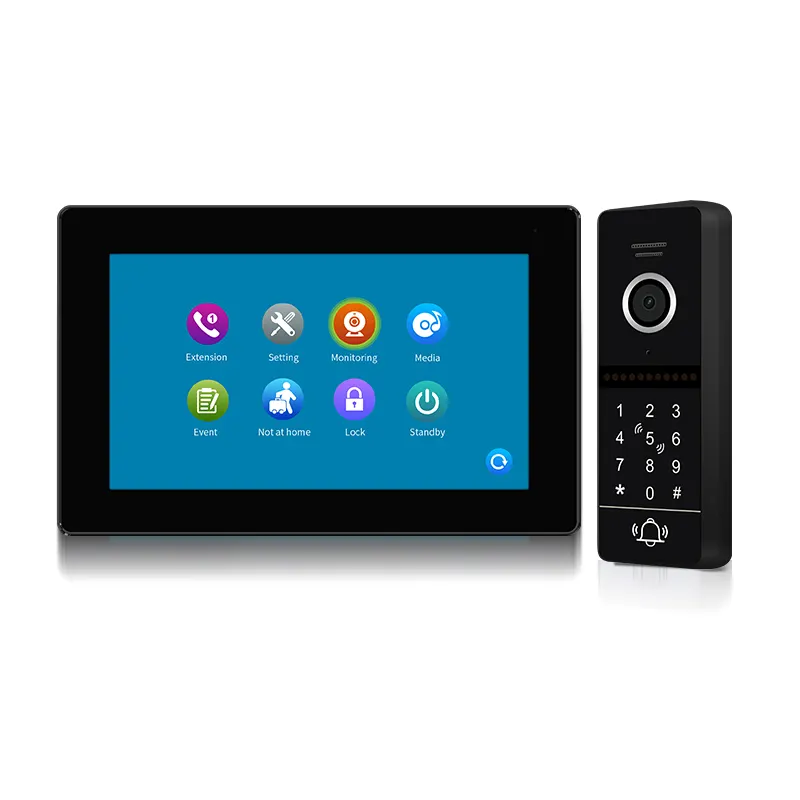 7 Inch HD Villa Intercom Hệ Thống Chuông Cửa Camera Với 4 CH Phát Hiện Chuyển Động