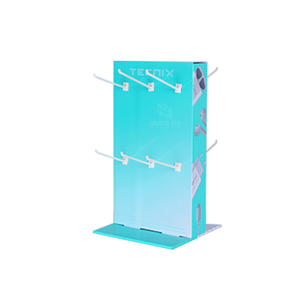 Custom PDQ 2 lato rotante da banco con gancio per accessori digitali Bluetooth auricolare scatola gancio in cartone ondulato