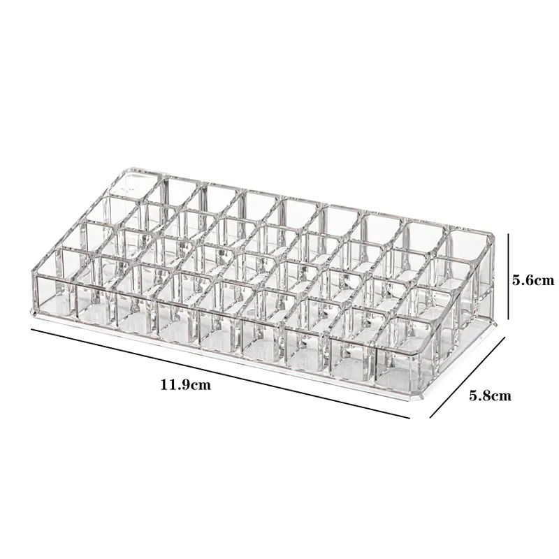 Estuche de exhibición de brillo de labios, organizador de lápiz labial acrílico transparente con 36 ranuras