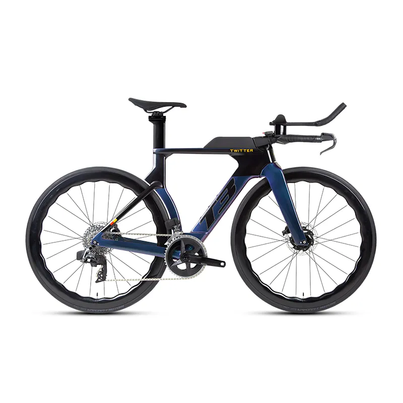 Fibra de carbono TT bicicleta contrarreloj Marco de fibra de carbono completo AXS inalámbrico-Bicicleta de Triatlón de 2*12 velocidades para adultos
