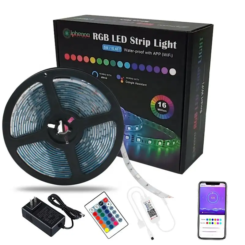 Haute qualité flexible numérique rgb 5050 rêve couleur 5 mètres led bande extérieure led bandes lumineuses avec contrôleur de dent bleue