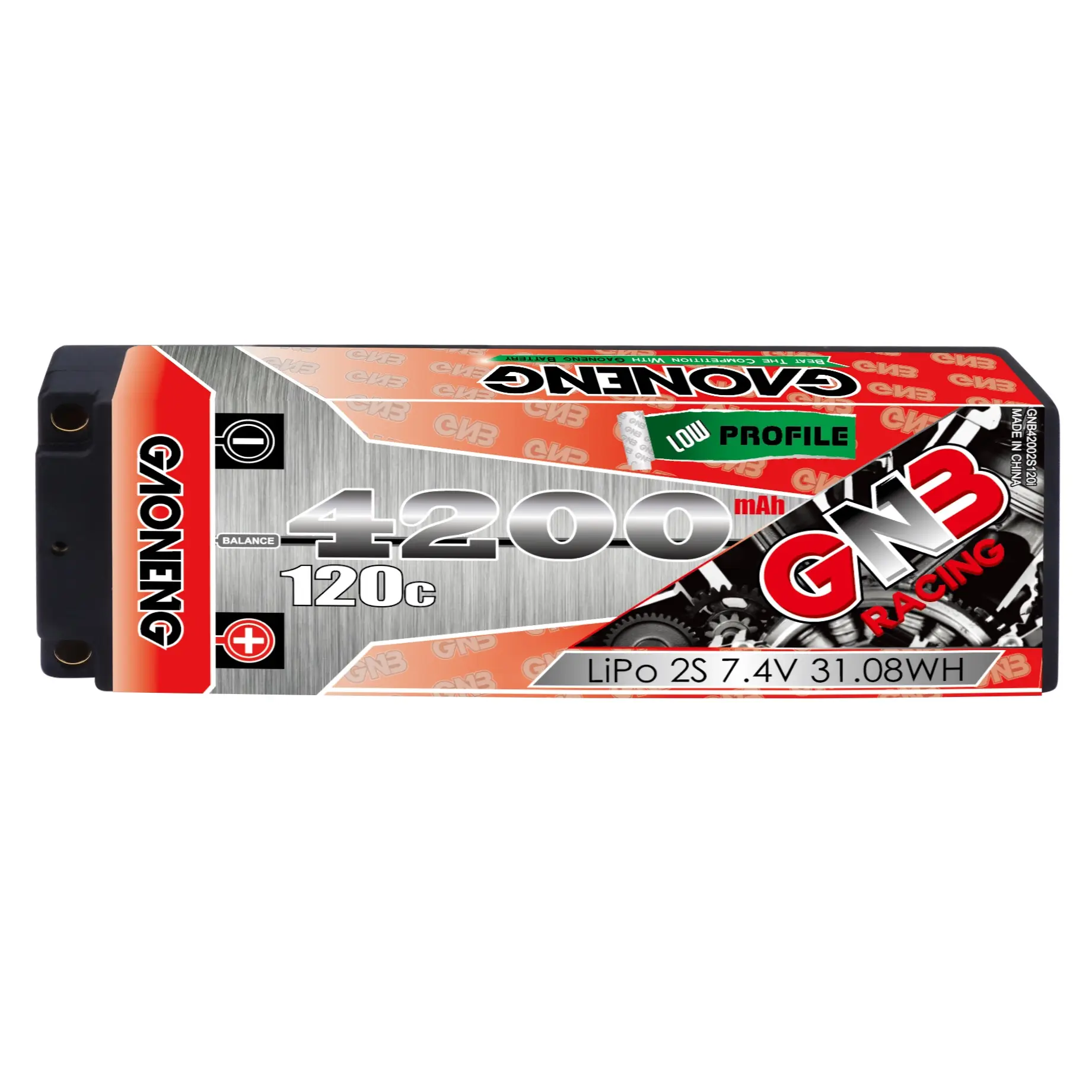 Gnb gaoneng vara ultrafina 4200mah 2s, 2s1p 7.4v, 120c, ultrafina, 2s, bateria de lipo, escala 1:10, 1/10 rc, estojo rígido, 5mm