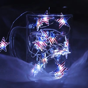 独立記念日40-LEDスターバッテリー式愛国心が強いストリングライト休日装飾ライトリモコン付きIP44定格 - Product Image 3