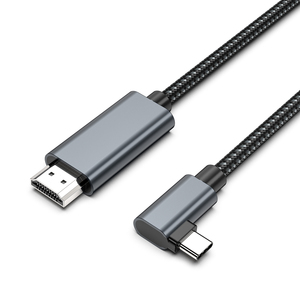 High Quality Seven-shaped Right Angle 90 Degree 4K@30Hz@60Hz Type C Male <strong>to</strong> <strong>HDMI</strong> Male <strong>Adapter</strong> Cable Cabo with Nylon Braided - Product Image 1