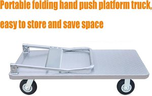 Platform Trucks Hand Push Platform Truck <strong>Trolley</strong> with 360 Degree Swivel Wheels Multi Functional Industrial Push Cart <strong>100</strong>*57cm - Product Image 3