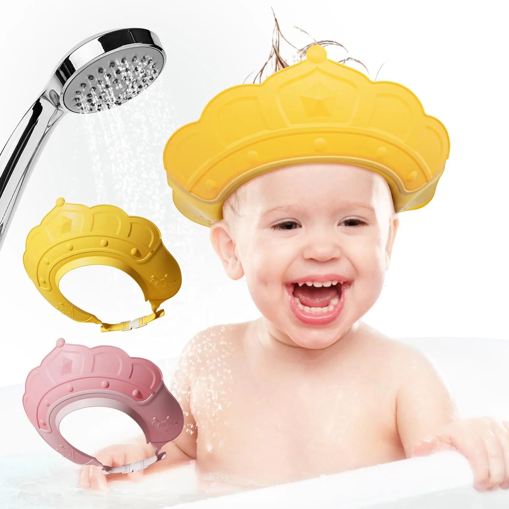 Nouveauté Chapeau ajustable en gel de silice pour bébé Bonnet de douche bain shampoing pour tout-petits enfants