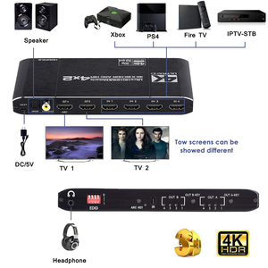 2.0矩阵4K 60Hz/30Hz HDMI兼容矩阵4x2开关分离器HDCP 2.2 4x2 sicther与音频HDTV PS4 - Product Image 4