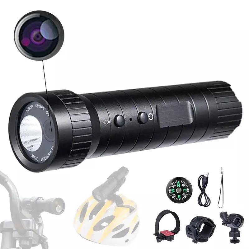 Best Selling Mini HD Action Camera 1080p Bicycle Helmet Digital Night Vision Sport DV Camera With Flashlight