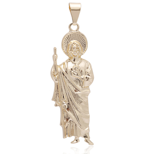 14k Gold <strong>San</strong> Benito Necklace Religious Pendant Newly Designed Charm Ornament for the Catholic Virgin Mary