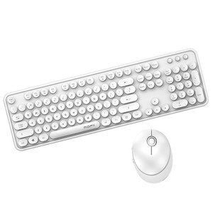 Conjunto de mouse redondo sem fio para teclado, 2.4g