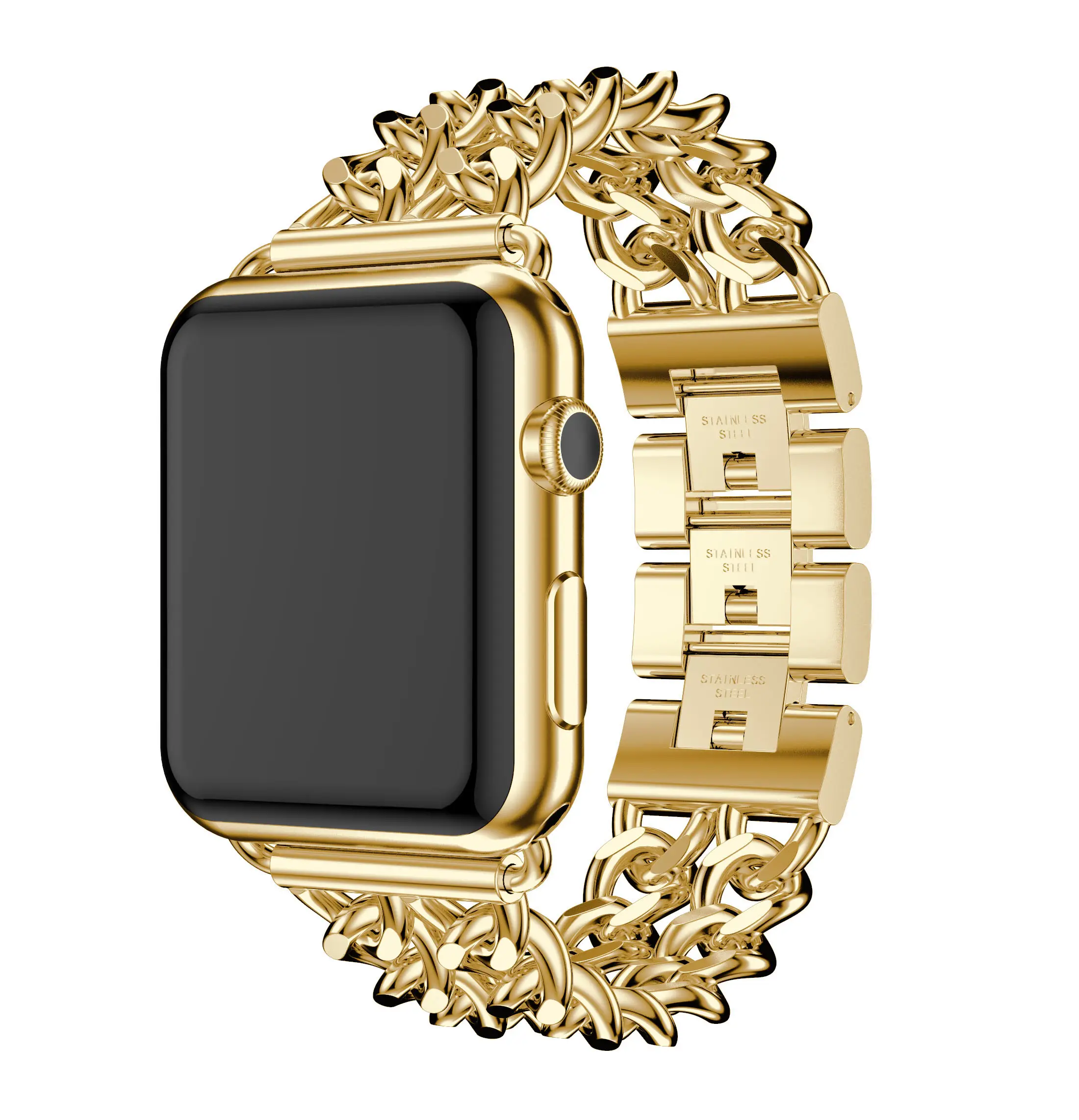 Gelang Loop wanita modis, gelang tali logam nirkarat untuk jam tangan Apple, gelang jam 42mm 38mm