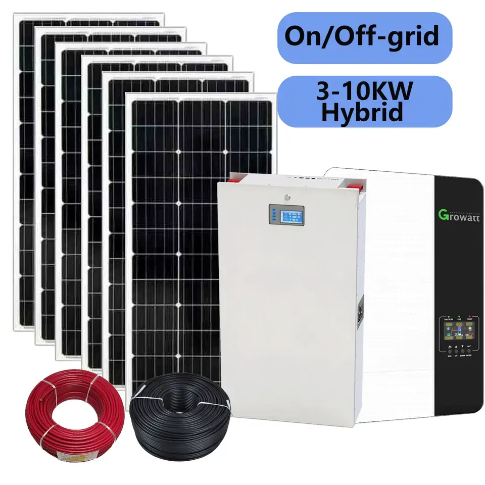 Growatt residenziale completo ibrido Off Grid sistema di energia solare 5Kw 10kw 15kw 20kw 30kw pannello solare costo del sistema energetico per la casa