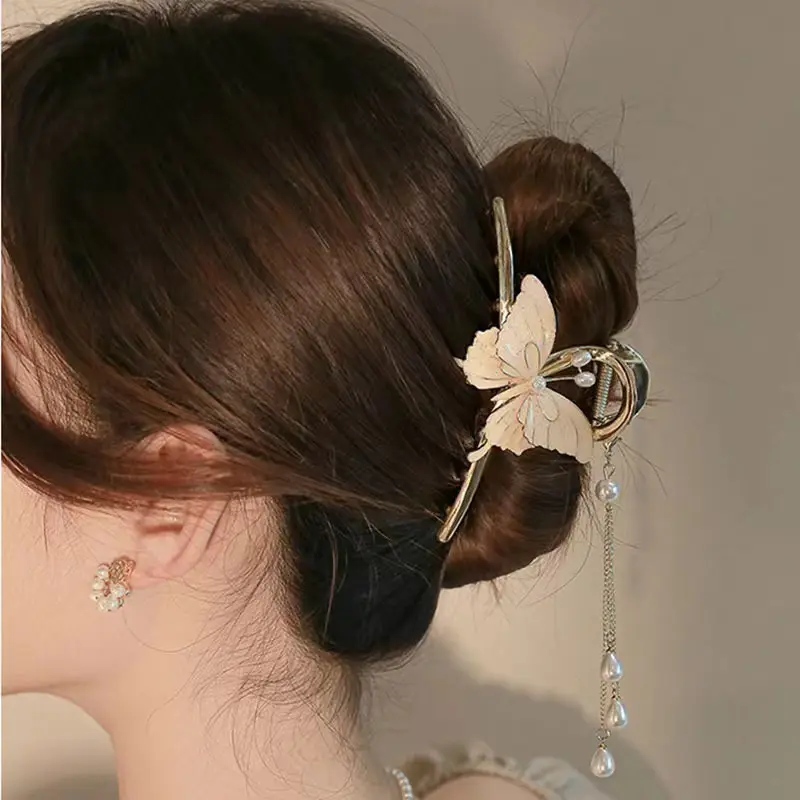 Женские заколки для волос с бабочкой, заколки для волос с бабочкой и жемчужинами, 2023