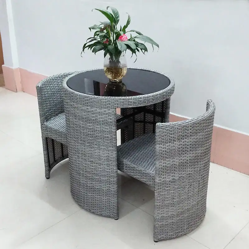 ユニークなガーデンセット屋外用家具籐ガーデンチェアセットコーヒーショップ用コーヒーテーブルセット