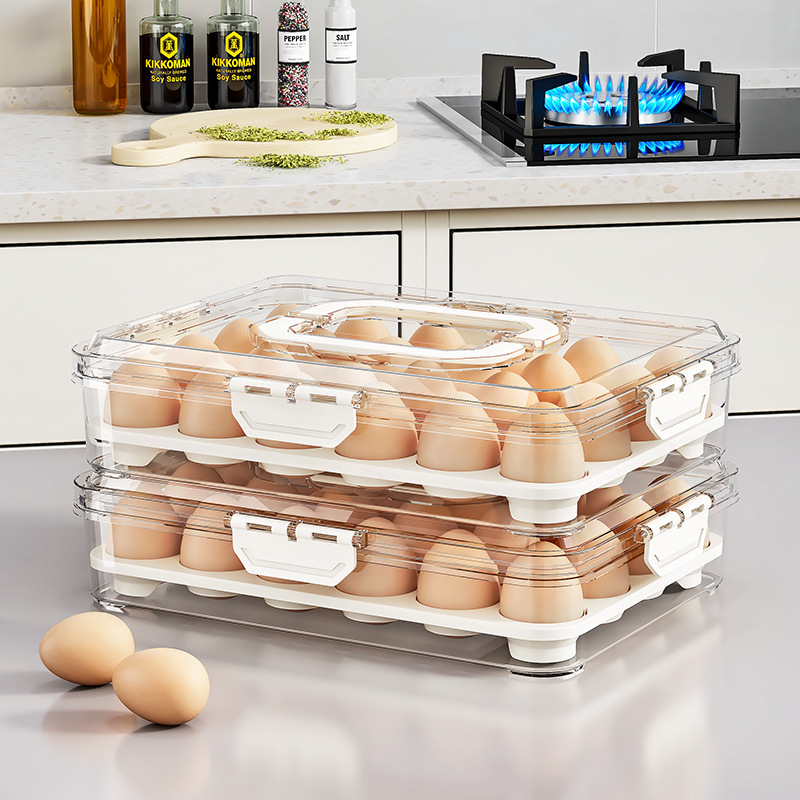 24-compartment egg storage container with double handles
