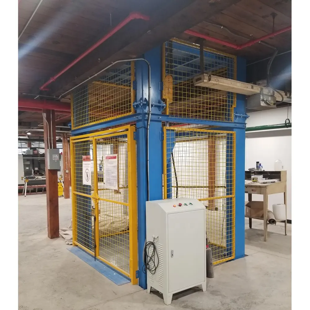 Elevador de carga hidráulico de 1000kg, pequeño tamaño, con puertas seguras y piezas reemplazadas