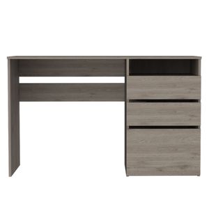DB Dublin Modern <strong>Three</strong>-Drawer <strong>Computer</strong> Desk Light Gray Wooden Office Desk with One Shelf Assembled <strong>Computer</strong> <strong>Table</strong> - Product Image 2