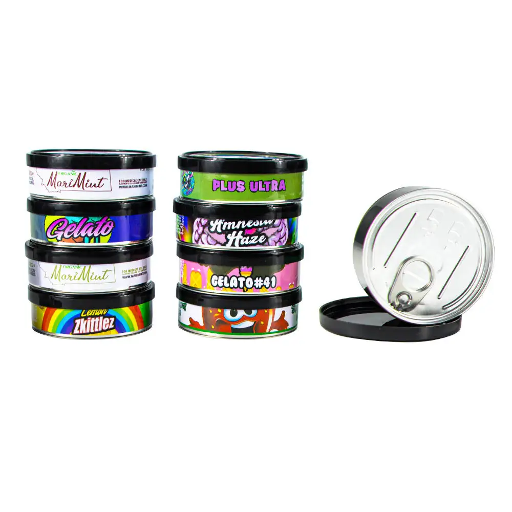 3.5g 50ml self seal tin can ring pull seal metal tuna pressitin can smell proof aluminum cans container with customized stickers