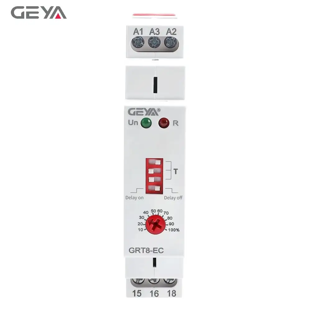 Geya GRT8-EC AC220V/DC24V/ac380v thu nhỏ Kinh Tế chức năng kép Thời gian chuyển tiếp có thể điều chỉnh thời gian trễ chuyển tiếp