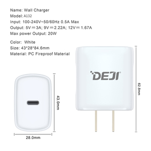 PD20w充电器20w USB C型美国快速充电充电器适配器20w手机充电器适用于Iphone所有智能手机 - Product Image 5
